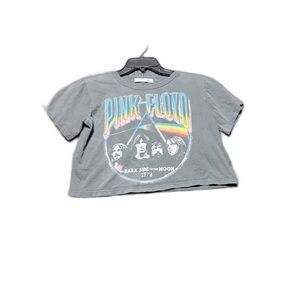 Daydreamer Pink Floyd Dark Side Of The Moon Cropped Graphic Tee XS Charcoal